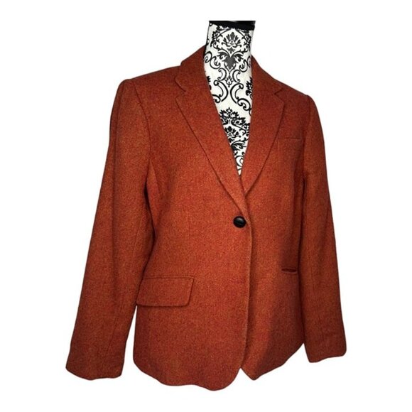 Talbots Jackets & Blazers - Talbots Rust Orange Wool Blend Duck Printed (inside) 2-Button Blazer Size 14